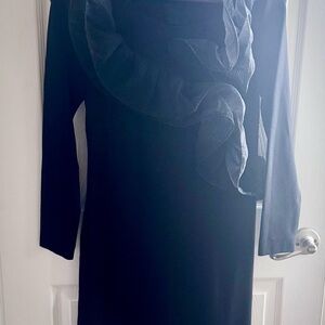 Boston Proper Black Long Sleeve Dress with Ruffle